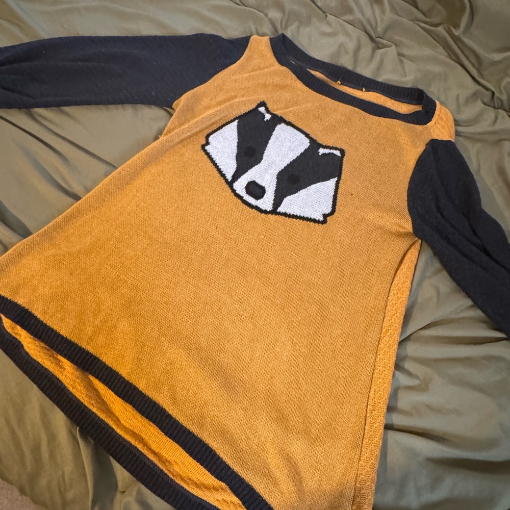 Women's Badger Graphic Sweater - Mustard and Black
